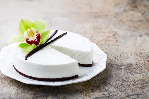 Baunilha e cheesecake de chocolate — Fotografia de Stock