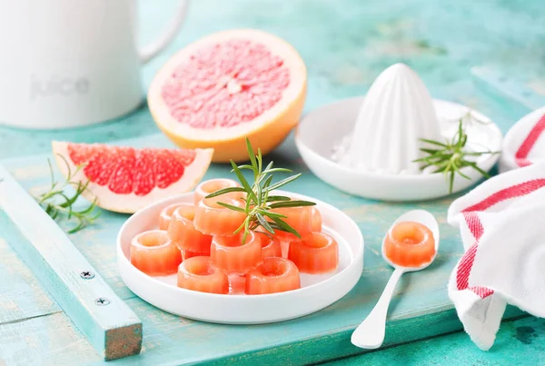 Homemade Grapefruit Jelly Candies Selective Focus — Stock Photo, Image