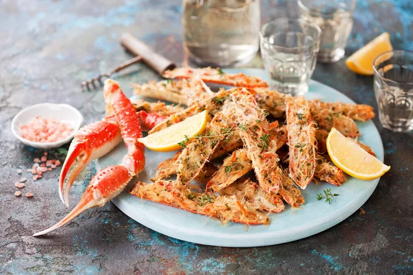 Crab Legs Baked Cheese Selective Focus Stock Picture