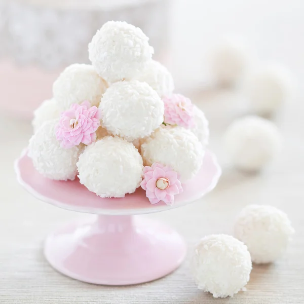 Coconut white chocolate truffles — Stock Photo, Image