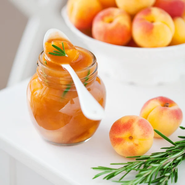 Homemade apricot jam with rosemary — Stock Photo, Image