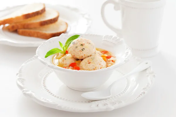 Soup with chicken meatballs — Stock Photo, Image