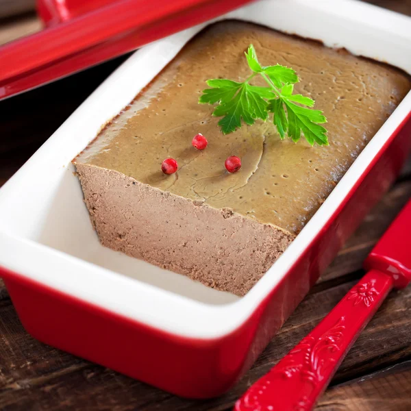 Chicken liver pate in terrine form — Stock Photo, Image