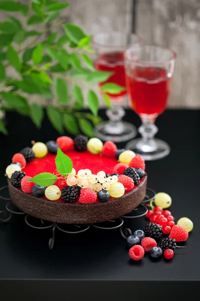 Tarta czekolada malina — Zdjęcie stockowe