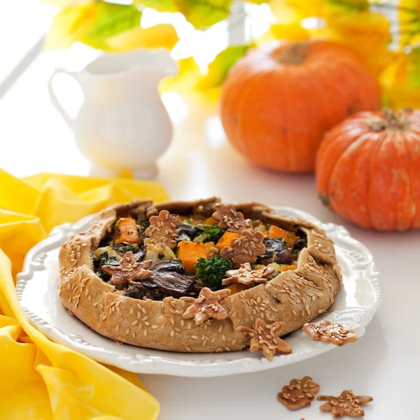Galette with pumpkina and mushrooms — Stock Photo, Image