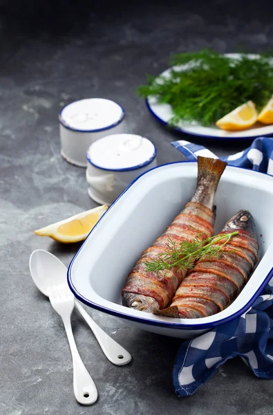 Baked trout with bacon — Stock Photo, Image