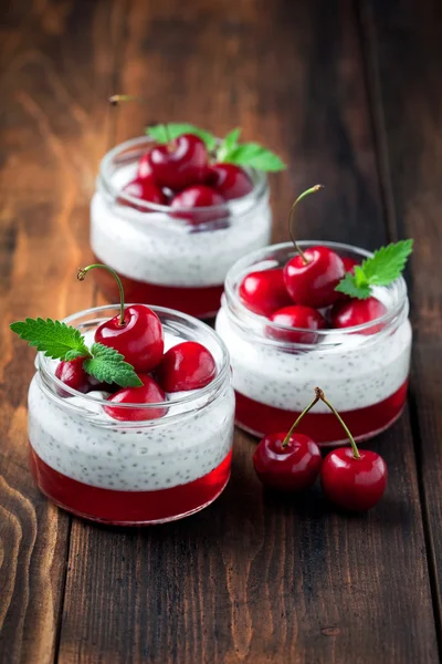 Chia seeds yogurt puddings — Stock fotografie