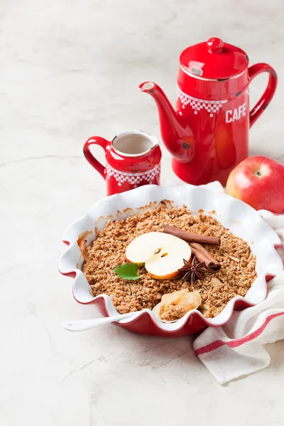 Apple crumble with flax seeds ロイヤリティフリーのストック画像