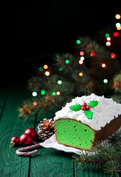 クリスマス抹茶グリーン ティー ケーキ — ストック写真