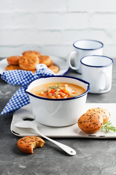 Chickpeas barley soup — Stock Photo, Image