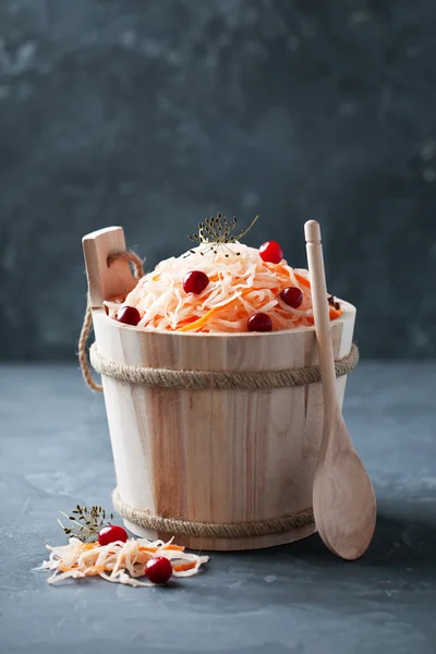 Sauerkraut with carrots and cranberries — Stock Photo, Image