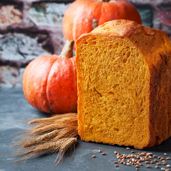 Homemade pumpkin bread loaf