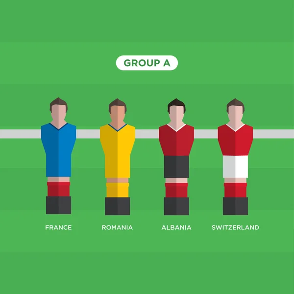 Jugadores de Fútbol de Mesa (Fútbol), Francia Euro 2016, grupo A . — Vector de stock