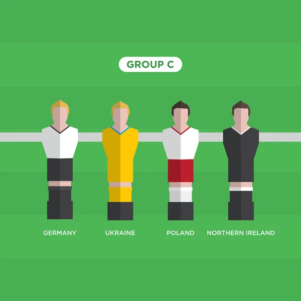 Joueurs de baby-foot, France Euro 2016, groupe C . — Image vectorielle