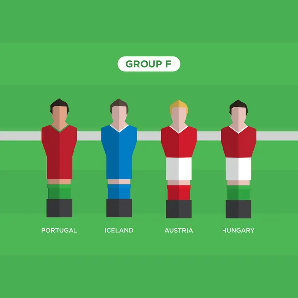 Asztali foci (Soccer) játékosok, Franciaország Euro 2016-ban, F-csoport. — Stock Vector