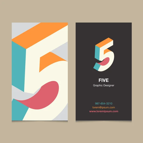 Logo numéro "5", avec modèle de carte de visite . — Image vectorielle