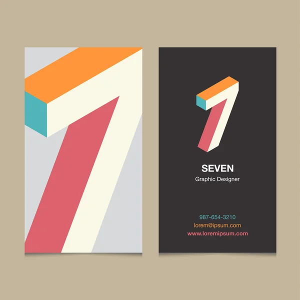 Het embleem nummer "7", met de sjabloon voor visitekaartjes. — Stockvector