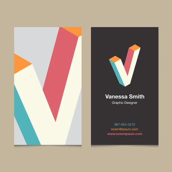 Logotipo alfabeto letra "V", com modelo de cartão de visita . — Vetor de Stock