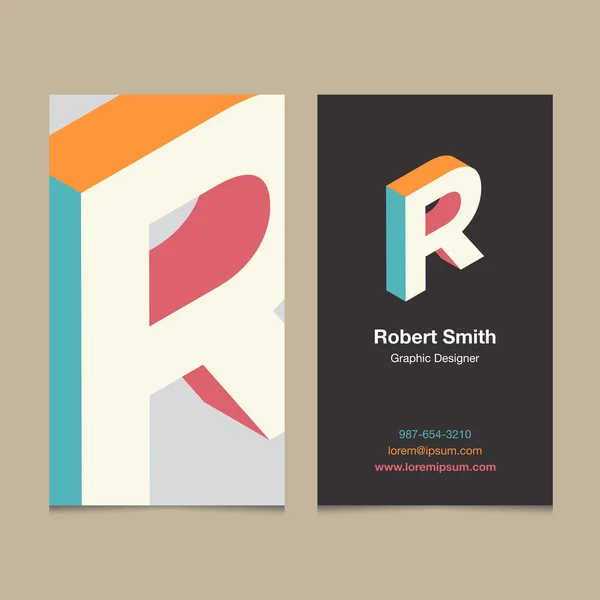 Logo alphabet letter "R", with business card template. Royalty Free Stock Vectors