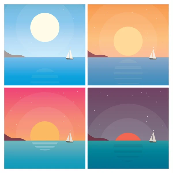 Set of landscape sunset. — Stock Vector