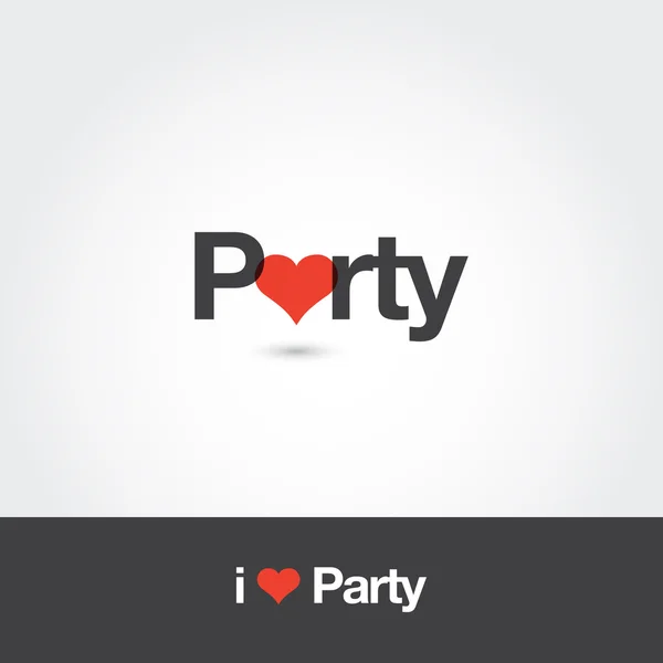 Logo party with heart. I love party. — Stock Vector