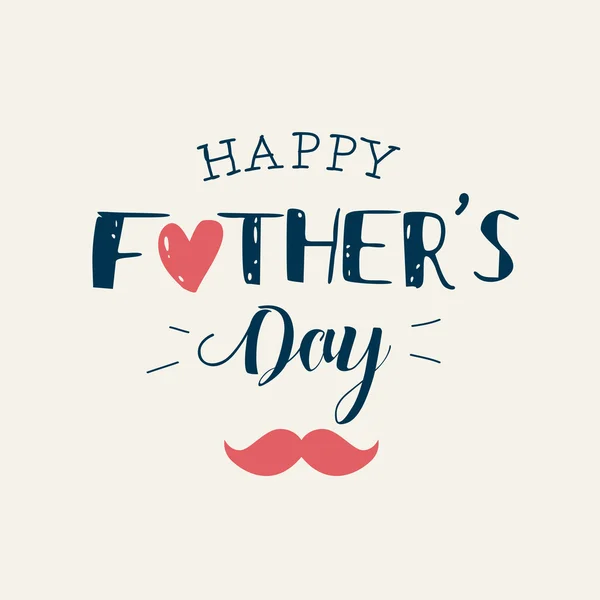 Ευτυχισμένος Πατέρες ημέρα κάρτα με εικονίδια καρδιά και μουστάκι. — Διανυσματικό Αρχείο