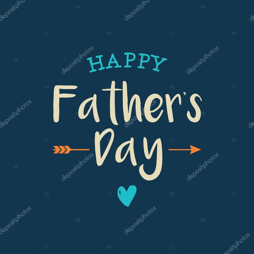 Happy fathers day card with icons heart and arrow. Editable vector design.