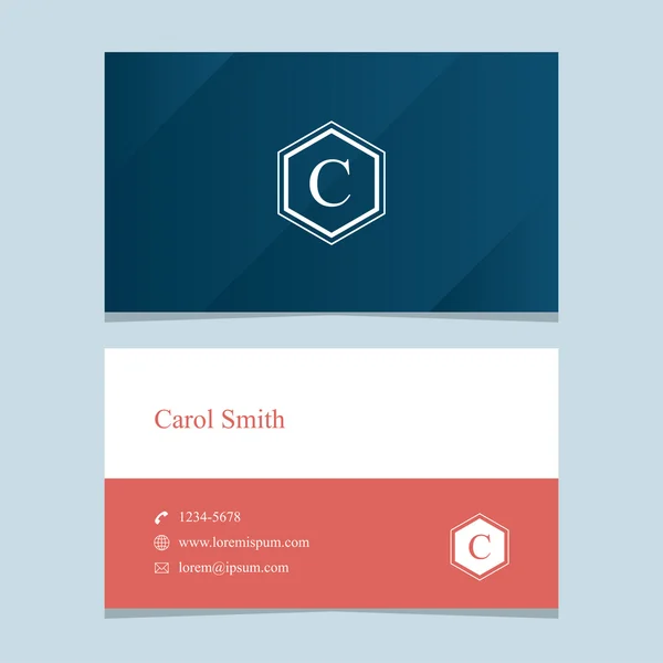 名刺テンプレートとロゴのアルファベット文字"C"、. — ストックベクタ
