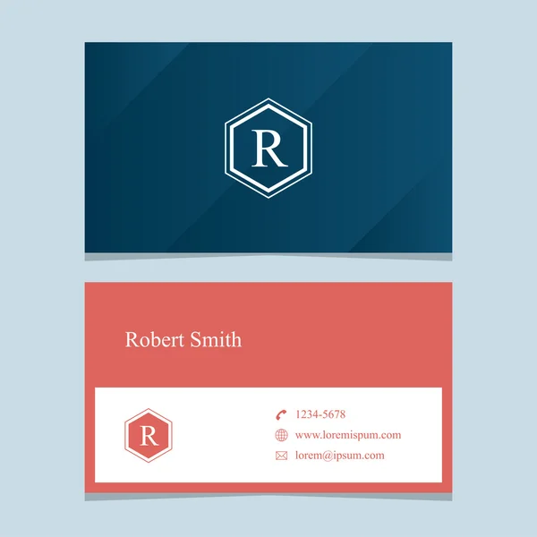 Logo alfabet letter "R", met de sjabloon voor visitekaartjes. — Stockvector