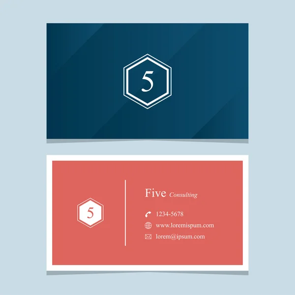 Het embleem nummer "5", met de sjabloon voor visitekaartjes. — Stockvector