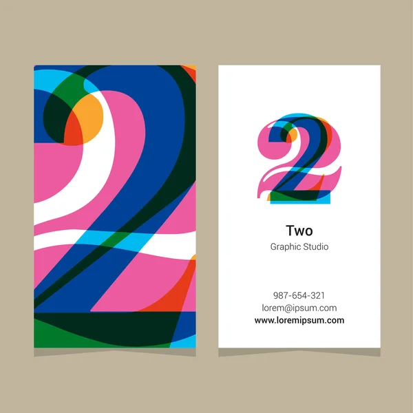 Logotipo número "2", con plantilla de tarjeta de visita . — Vector de stock