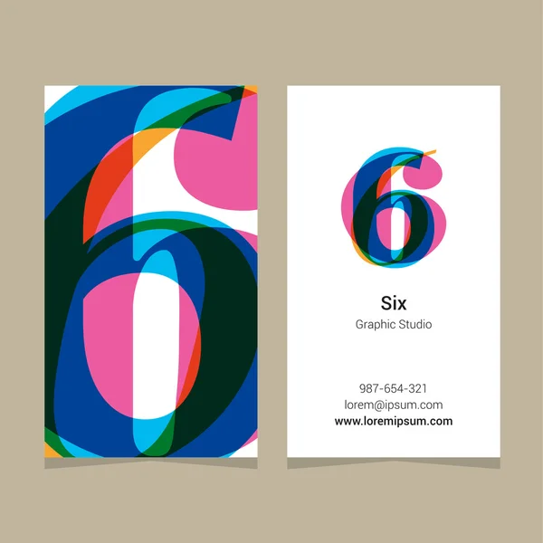 Logo number "6", with business card template. — Stock Vector