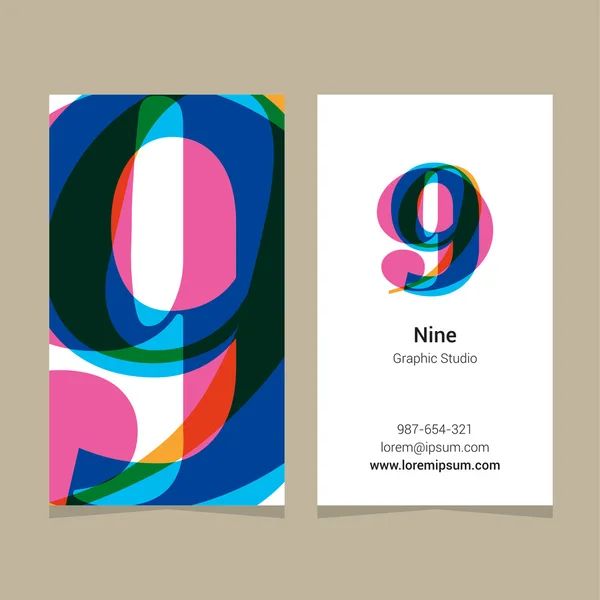 Logo number "9", with business card template. — Stock Vector