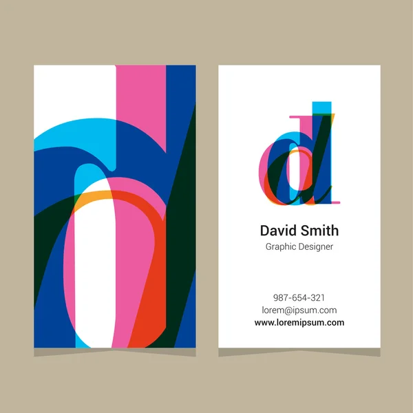 Letra del alfabeto del logotipo "D", con plantilla de tarjeta de visita . — Vector de stock