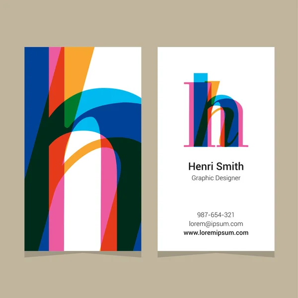 Logo alphabet letter "h", with business card template. — Stock Vector