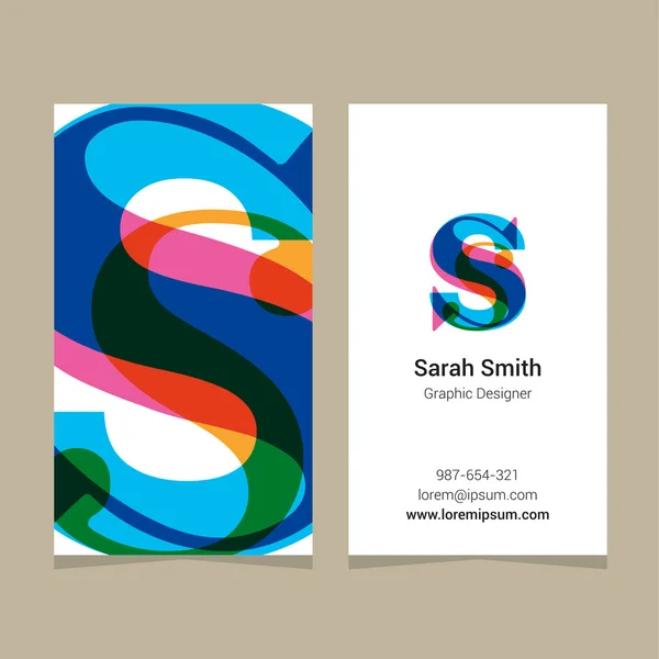 Logo alphabet letter "s", with business card template. — Stock Vector