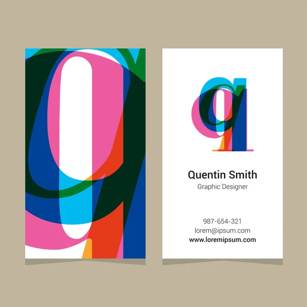 Logo alphabet letter "q", with business card template. — Stock Vector