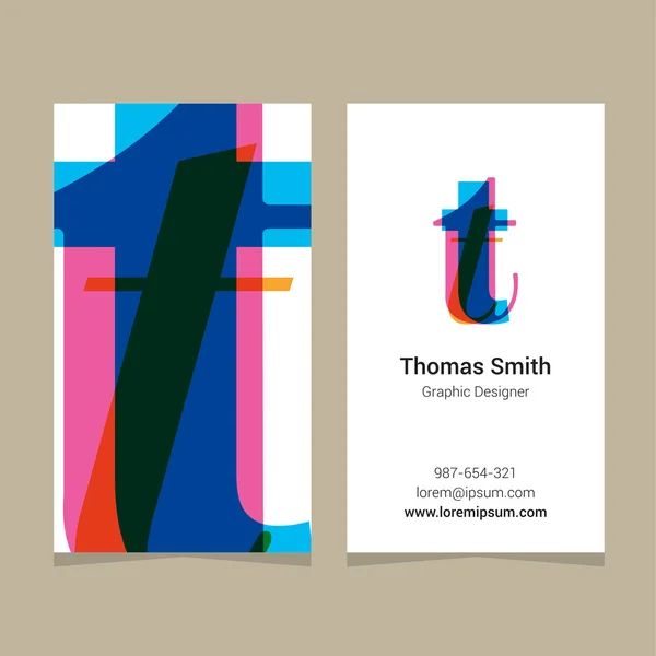 Lettre alphabet logo "T", avec modèle de carte de visite . — Image vectorielle