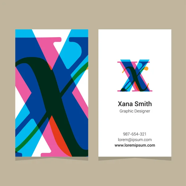 Logo alphabet letter "x", with business card template. — Stock Vector