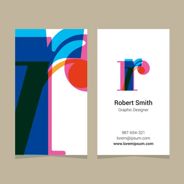 Logo alphabet letter "r", with business card template. Stock Vector