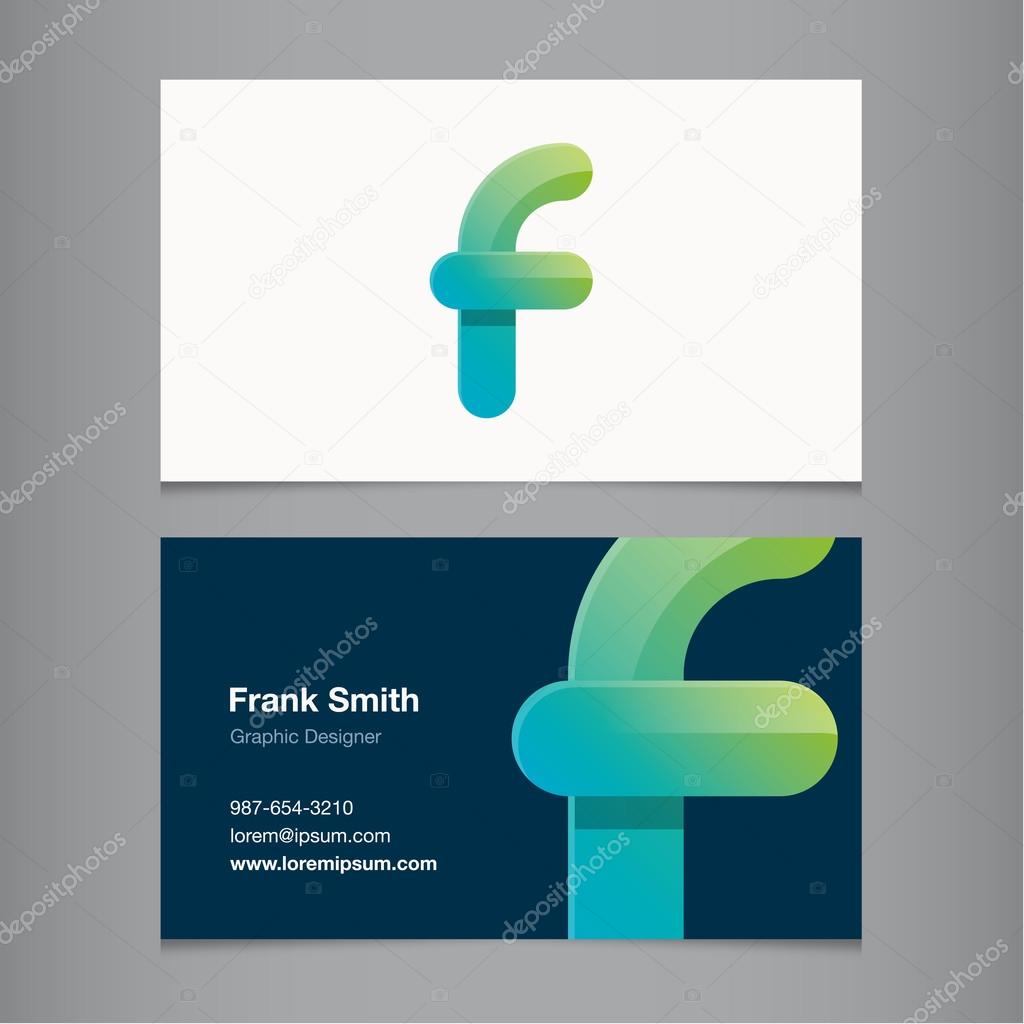 Business card with alphabet letter.
