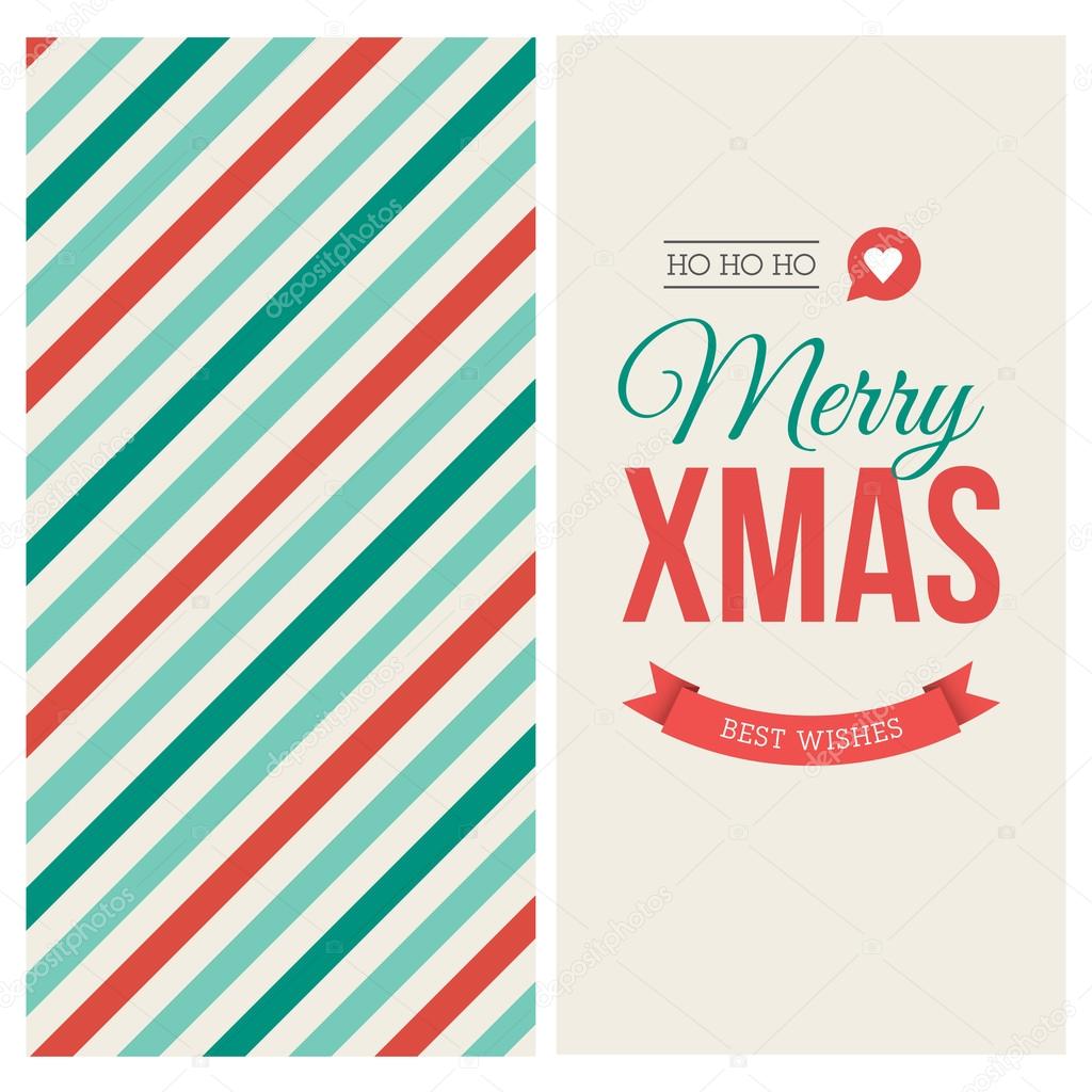 Merry Christmas card with pattern and label