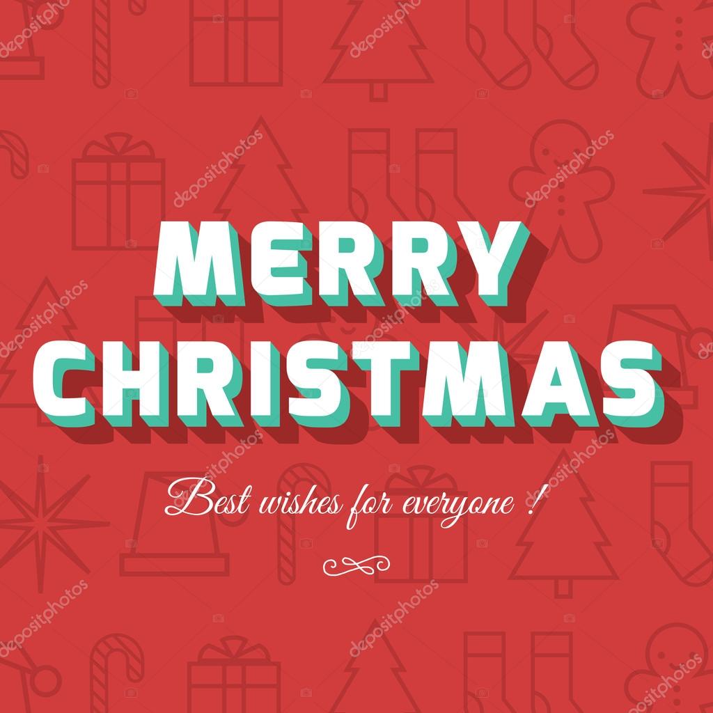 Merry Christmas card with christmas icon and symbol