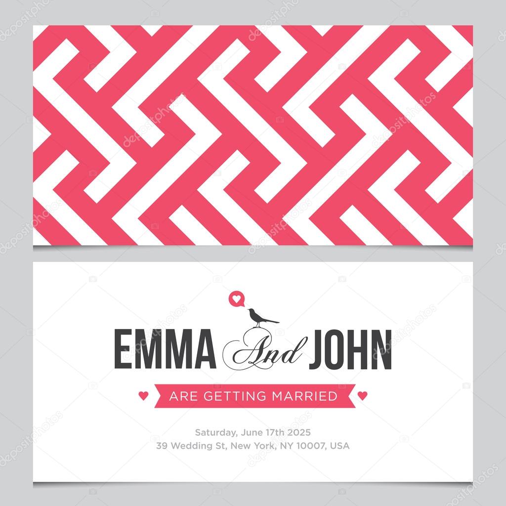 Wedding card back and front with pattern background 02