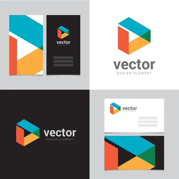 Elemento de diseño del logotipo con dos tarjetas de visita - 08 — Vector de stock