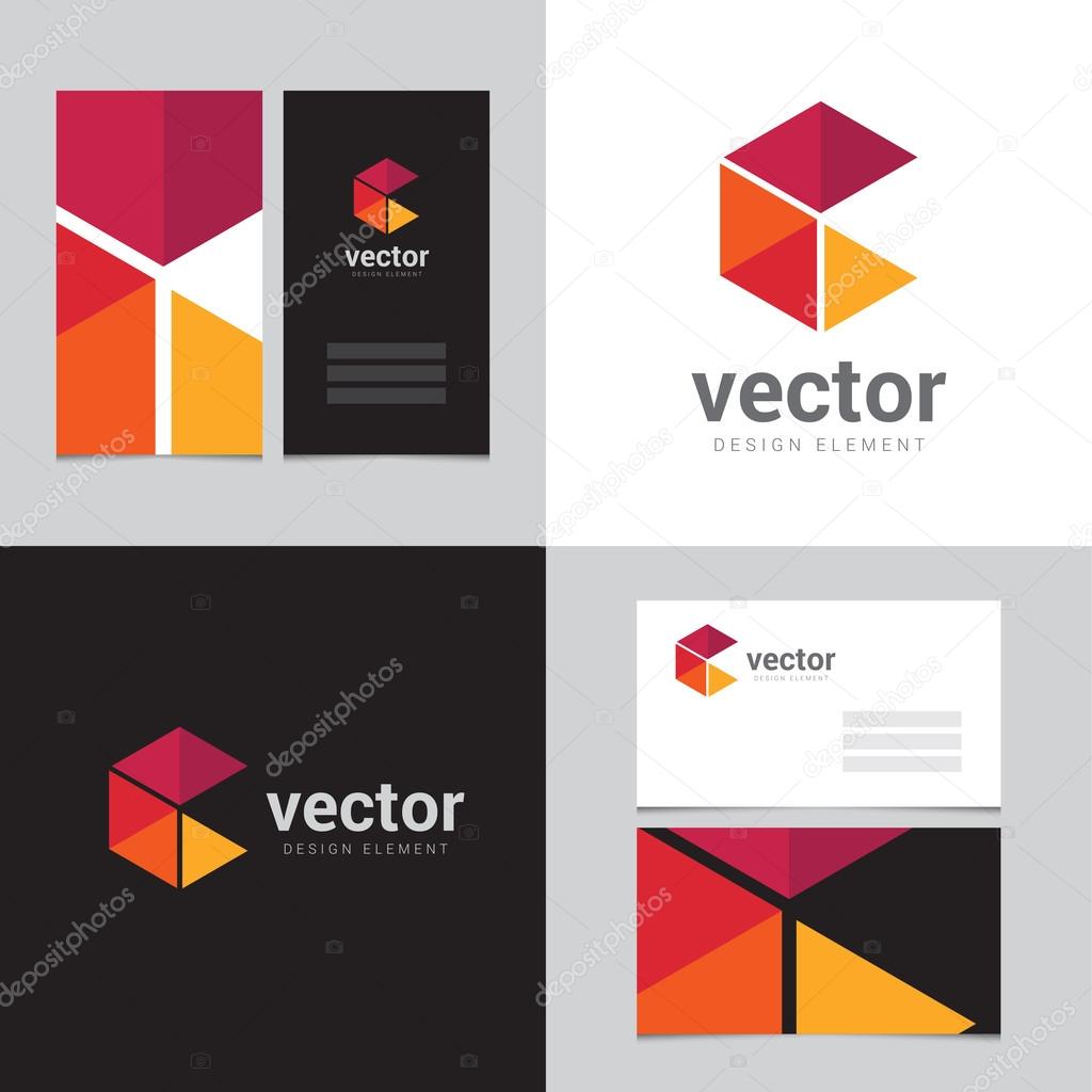 Logo design element with two business cards - 17