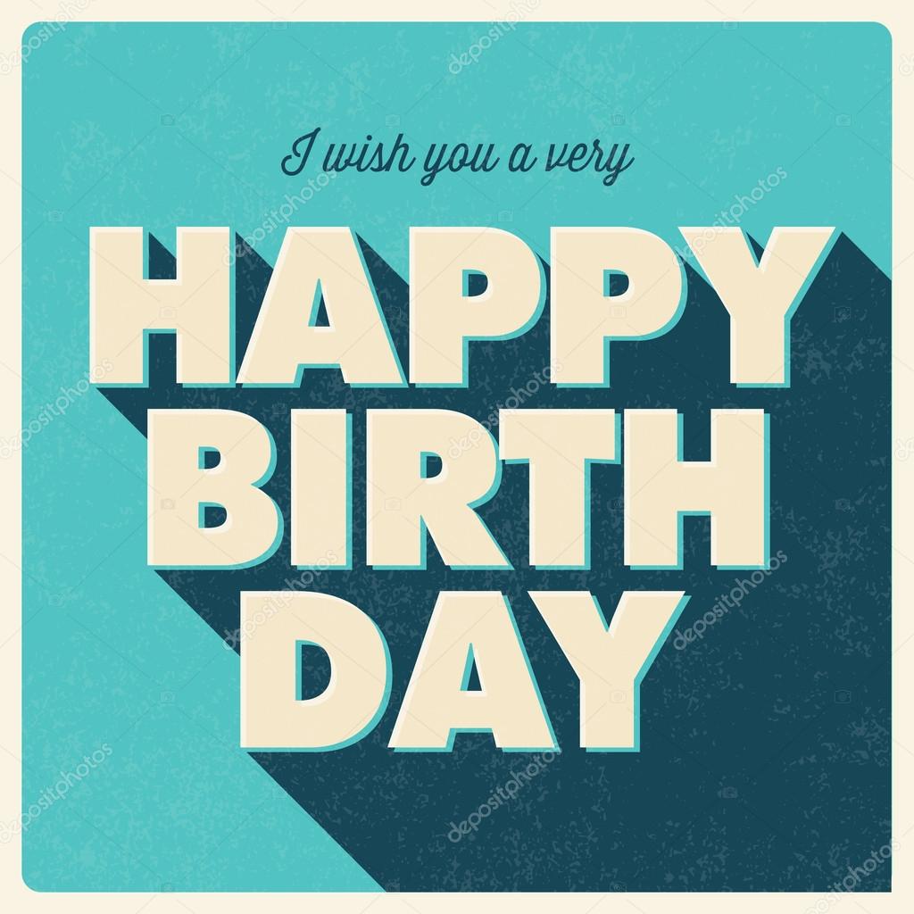 Happy birthday card, retro vintage style