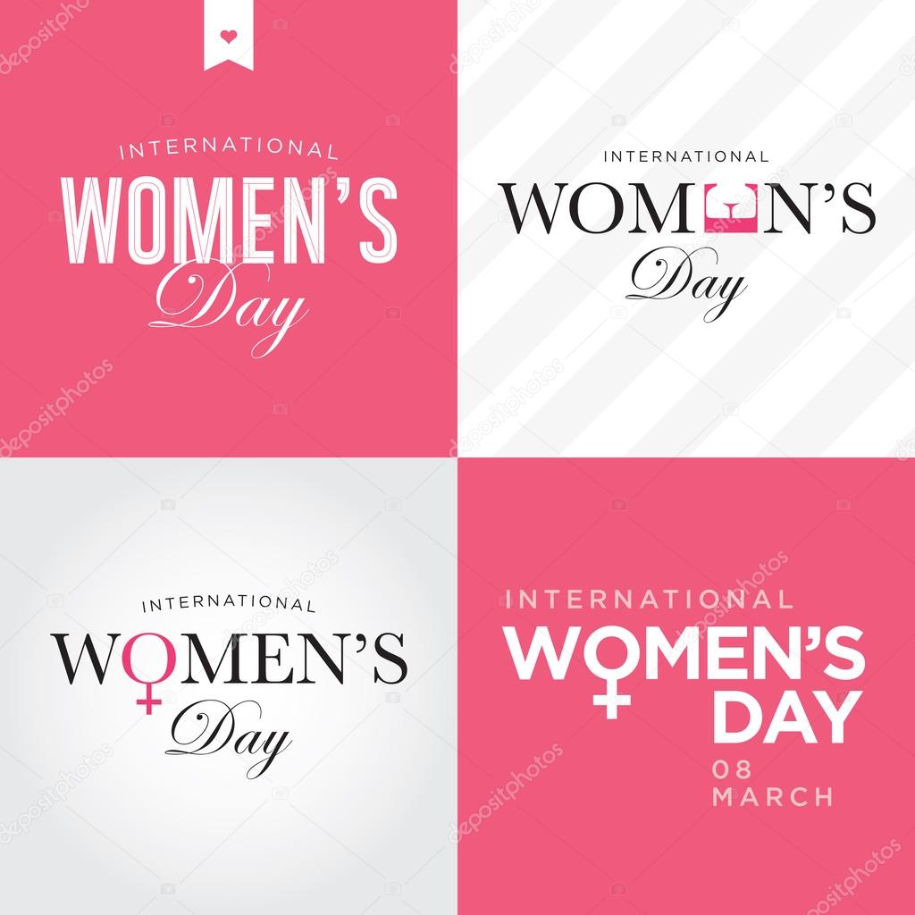 International womens day, set of cards with logo