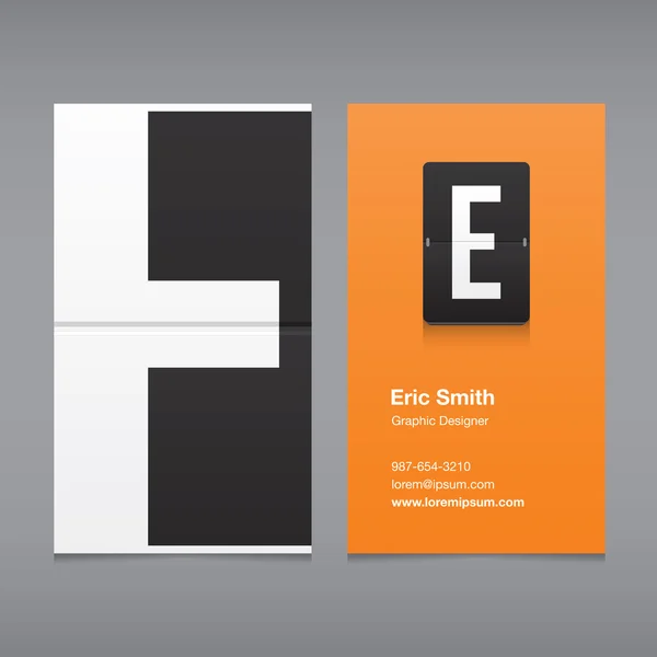 Carte de visite avec un logo lettre, lettre alphabet E — Image vectorielle