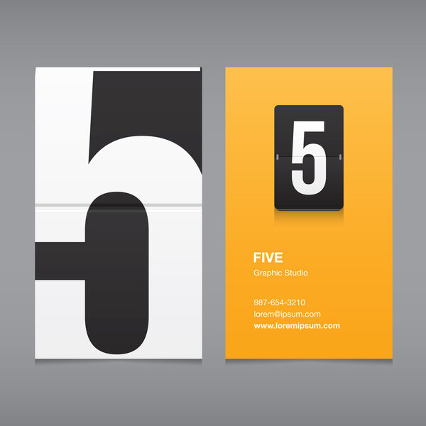 Визитка с логотипом номера, цифра пять

